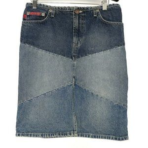 Vintage HotKiss Colorblock Patchwork Denim Pencil Skirt Sz 5 E09